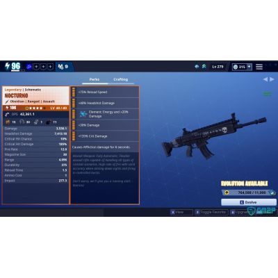 nocturno obsidian 106 max perks energy 4 stars - fortnite nocturno how to get